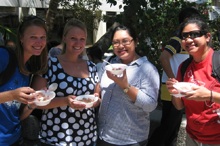Students eating ice cream at Welcome Back Ice Cream Bash
